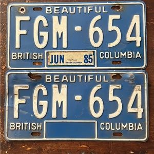 Vintage 1980’s British Columbia License Plates